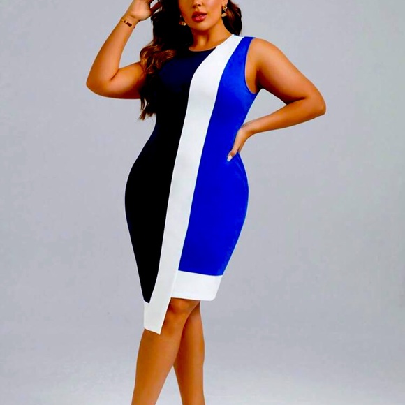 NWOT women’s royal blue asymmetrical hem dress plus size 16 XXL - Picture 1 of 3